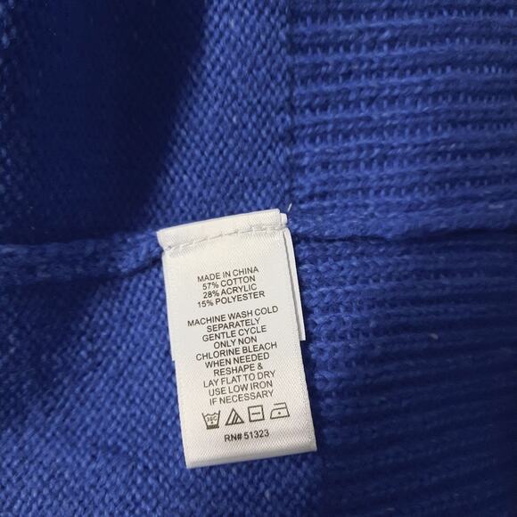 1.State Sweater Women's Medium Blue Turtleneck Cold Shoulder Pullover Cozy Top - Picture 9 of 9